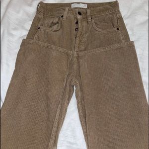 topshop high rise taupe corduroy pants